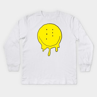 Drippy Six-Eyed Smiley Face Kids Long Sleeve T-Shirt